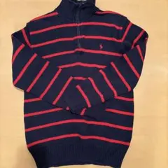 ネイビー/レッド ストライプ ニットセーター