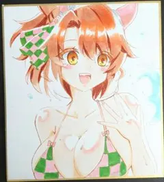 ウマ娘 ダンツフレーム 手描きイラスト 色紙 アナログイラスト - メルカリ