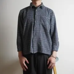 AUSTIN REED チェック柄ネルシャツ カシミヤ混 ブルー系/ZW133のサムネイル