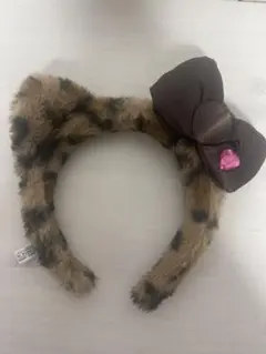 ヒョウ柄カチューシャ リボン付き