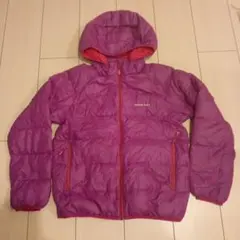 モンベルダウンネージュフード付きピンク紫150双子②