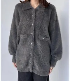 【新品・未使用】Heather シャギーニットカーディガン グレー