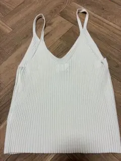 H&M ホワイト リブキャミソール Lサイズ　未使用