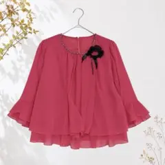 アヴィヴァーレ シフォンブラウス 肩パッド コサージュ付 セレモニー 9671♡