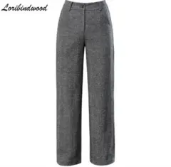 ヘリンボーンパンツ s スラックス　韓国　ストレートパンツ　グレー