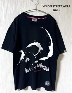 VISION STREET WEAR スカルグラフィック Tシャツ　ブラック　L