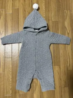 グレー フード付きロンパース80サイズ