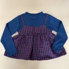 ネイビー チェック柄 長袖カットソー