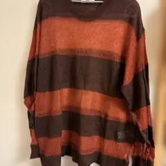 WEGO オレンジ・ブラウンストライプ ニット