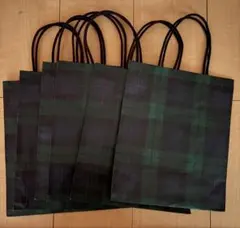 伊勢丹チェック柄紙袋 黒6枚セット
