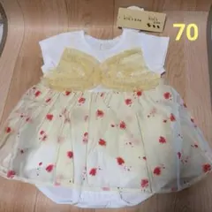 【新品】 kids zoo チュールビスチェ花柄スカートロンパース 70