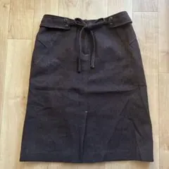 WORLD★タイトスカート★ダークブラウン★ウール混