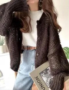 【classicalelf】 前後2way度甘メッシュニットカーディガン