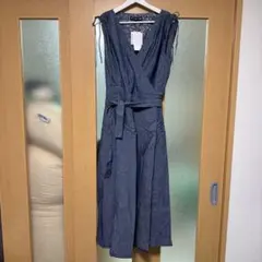 【ebure】ノースリーブ ワンピース ブルー サイズ36 ジレとしても活躍 ebure】ノースリーブ ワンピース ブルー サイズ36 ジレとしても活躍
