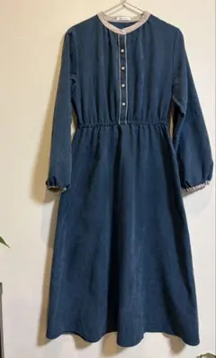 OLIVEdesOLIVE配色パールボタンロングワンピF美品くすみブルー春夏上品のサムネイル