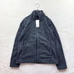 ☆【ユニクロ】Ｍ 黒 千鳥柄フリースジャケット フルジップ 秋冬 タグ付き 人気