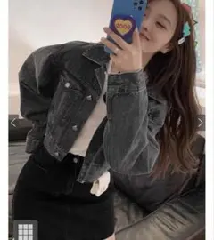 GRL デニムショート丈ジャケット ブラック[fo1889]
