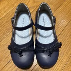 タイムセール【べべ】ネイビー リボン付き フォーマルシューズ20cm BeBe
