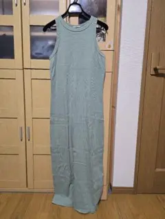 リブ ノースリーブ ロングワンピース Mサイズ