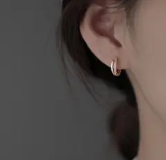 ダブルフープ ピアス ピンクゴールド 小ぶり ストーン シンプル 大人かわいい