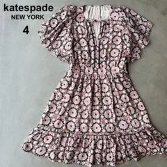 極美品 ケイトスペード 高級シルク使用 ノースリーブ ワンピース 