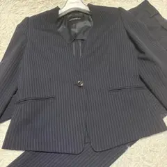 【美品】グリーンレーベルリラクシング　ノーカラーネイビー　ビジネススーツ セット
