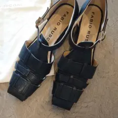 FABIO RUSCONI ブラックサンダル 収納袋付き
