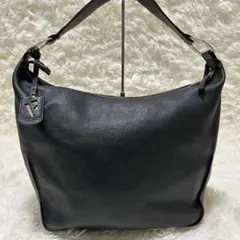 【美品】FURLA フルラ エリザベス ショルダーバッグ A4収納可 シボ革 黒