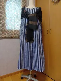 着丈105 しじら織　阿波藍染　反物　ワンピース 着丈105 しじら織 反物 阿波藍染 一点もの ワンピース - メルカリ