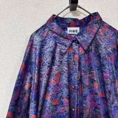 m6758【USA製】アーカイブ サテンシャツ ゆるだぼ ペイズリー柄 金ボタン