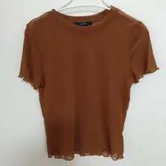 FOREVER 21【L】メッシュ Tシャツブラウン シースルー 重ね着シンプルのサムネイル