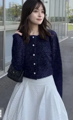 GRL ラメシャギーニットカーディガン［mh30］ネイビー