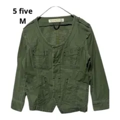 5 five ミリタリージャケット カーキ M レディース　ノーカラー
