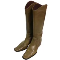 【美品】イング 本革ロングブーツ スクエアトゥ 日本製 Y2K ウエスタン風