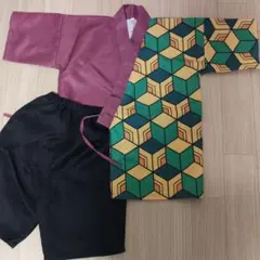 鬼滅の刃　富岡義勇　BANDAI 甚平 140サイズ 紫・緑・黒