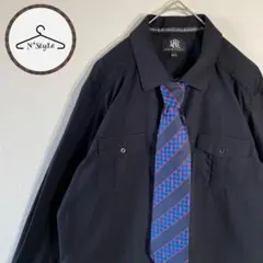 ネクタイシャツ　2点セット　長袖　XL 黒　Wポケット　古着