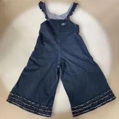 メゾピアノ フリル付きオーバーオール ネイビー