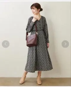 ナチュラルクチュール☆花柄レース切り替えワンピース。