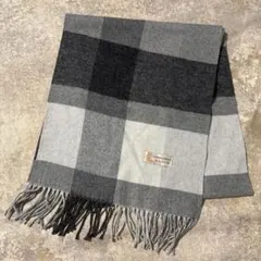 Cashmere Blend カシミヤ混 チェック柄 グレー ブラック マフラー