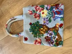 フェイラー　花柄刺繍トートバッグ 水色