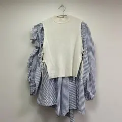 【SNIDEL】ニットドッキングパフスリブラウス