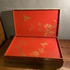 大正 蒔絵硯蓋 朱 花鳥文 輪島塗 骨董品 茶盆 アート 漆芸 盆