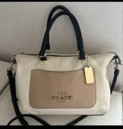 COACH レザーショルダーバッグ ホワイト/ベージュ