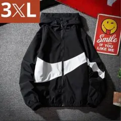 新品 マウンテンパーカー　黒 ナイロンパーカー メンズ　3XL ブラック　韓国