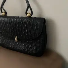 黒オーストリッチ風エンボスハンドバッグ