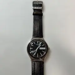 Swatch ブラックレザー 腕時計