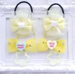 (317)ゆめかわ 4点セットリボン ヘアゴム♡ ハンドメイド 黄
