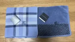 【未使用】Burberry バーバリー　タオルハンカチ　メンズ2点セット　ブルー