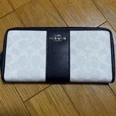 COACH 長財布 ホワイト/ネイビー