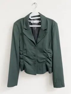 【ZARA】ウール混テーラードジャケット/グリーン